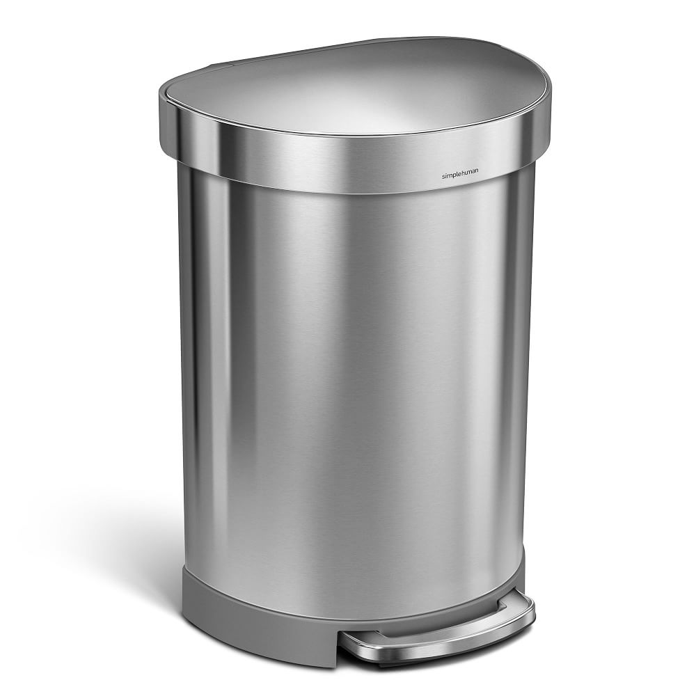 simplehuman Semi-Round Liner Rim Trash Can - Brushed Steel
