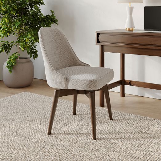 Mid-Century Swivel Office Chair - Wood Legs