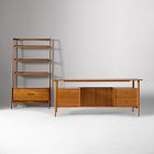 Mid-Century Executive Desk (74") &amp; Wide Tower Bookshelf Set