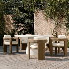 Concrete Pedestal Outdoor Dining Table &amp; Westport Barrel Dining Chairs Set