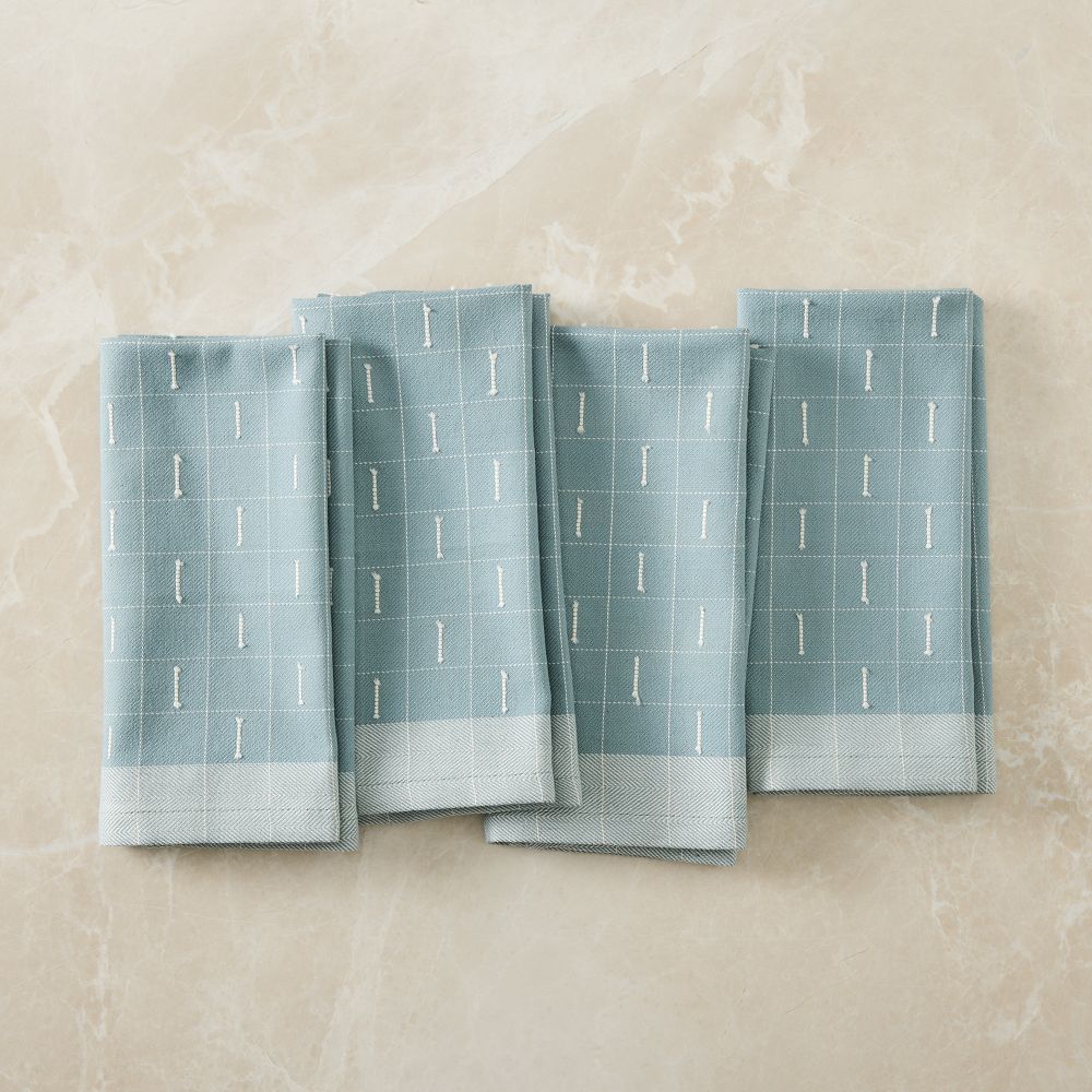Delicate Grid Napkin Sets - Mist Blue, Set of 4