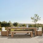 Telluride Outdoor Extendable Table (76"&ndash;106"), Benches (66") &amp; Swivel Dining Chairs Set