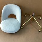 Open Box: Andie Swivel Desk Chair - Performance Chunky Boucle White, Antique Brass