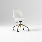 Open Box: Andie Swivel Desk Chair - Performance Chunky Boucle White, Antique Brass