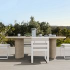 Menorca Faux Travertine Outdoor Oval Dining Table (86")