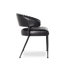 Side view of black leather armchair style dining chair