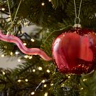 Apple &amp; Worm Glass Ornament Set