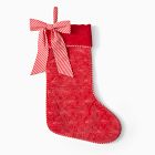 Red Bow Stitched Velvet Stocking