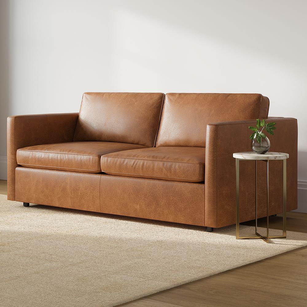 Harris Leather Queen Sleeper Sofa (78") by West Elm