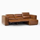 Leo Motion Reclining Leather 3-Piece Reversible Chaise Sectional (125")