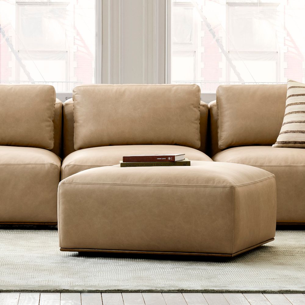 Quinten Leather Ottoman by West Elm