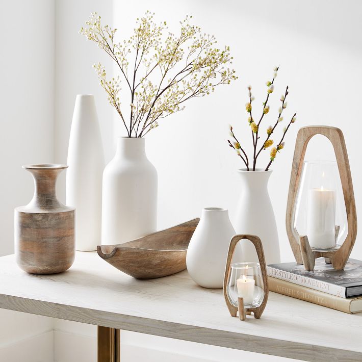 Mid-Century Whitewashed Wood Lanterns | West Elm