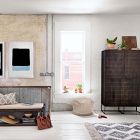 Carved Mango Wood Tall Cabinet (47")