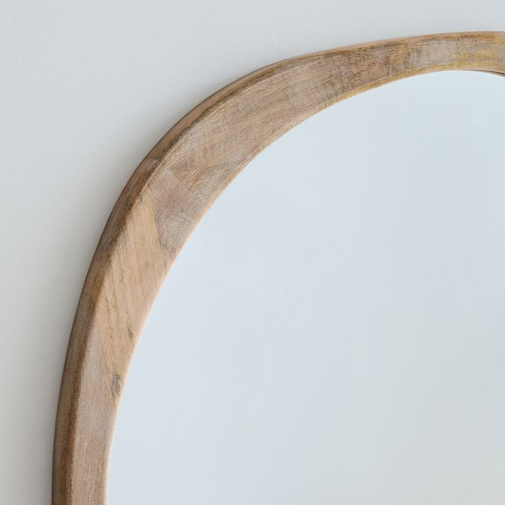 Mid-Century Asymmetrical Wood Floor Mirror - Modern Elegance