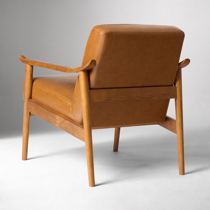 Mid-Century Leather Show Wood Chair | West Elm