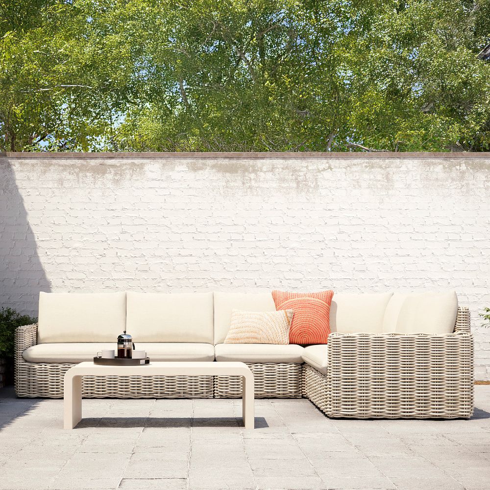 Westport Wicker Slim Profile Outdoor 4-Piece L-Shaped Sectional (126") by West Elm