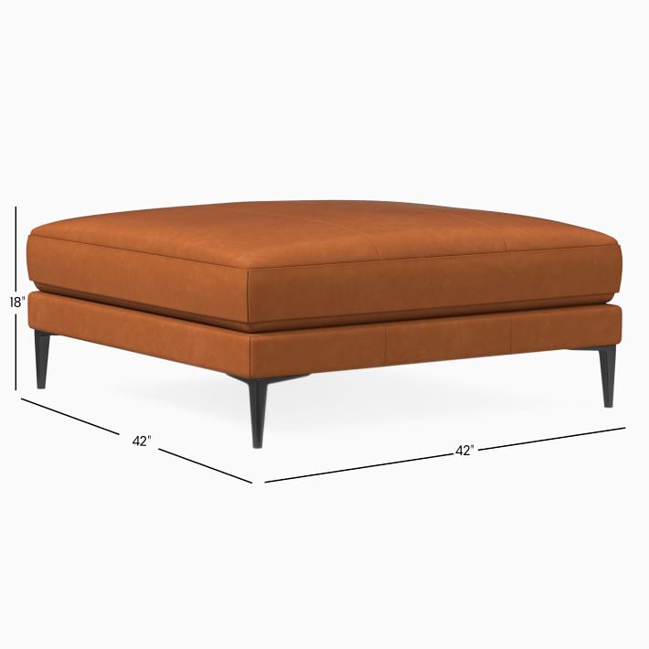 Harper Leather Ottoman, Vegan Option | West Elm