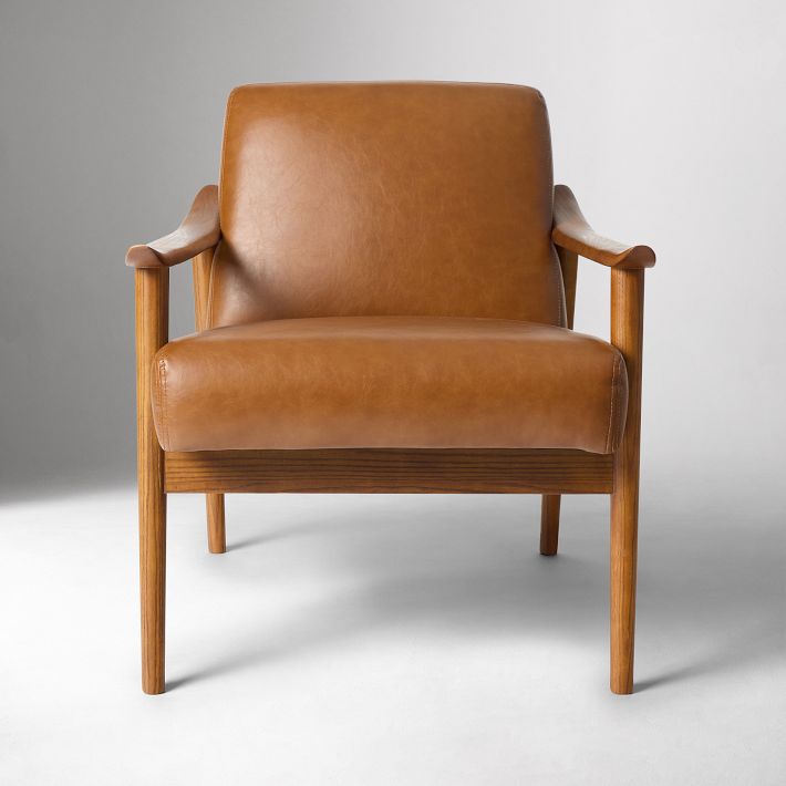 Mid-Century Leather Show Wood Chair | West Elm