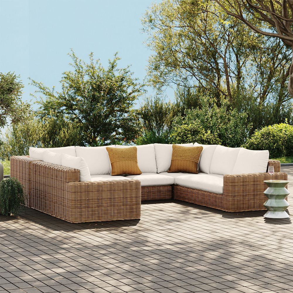 Westport Wicker Outdoor 6-Piece U-Shaped Sectional (139") by West Elm