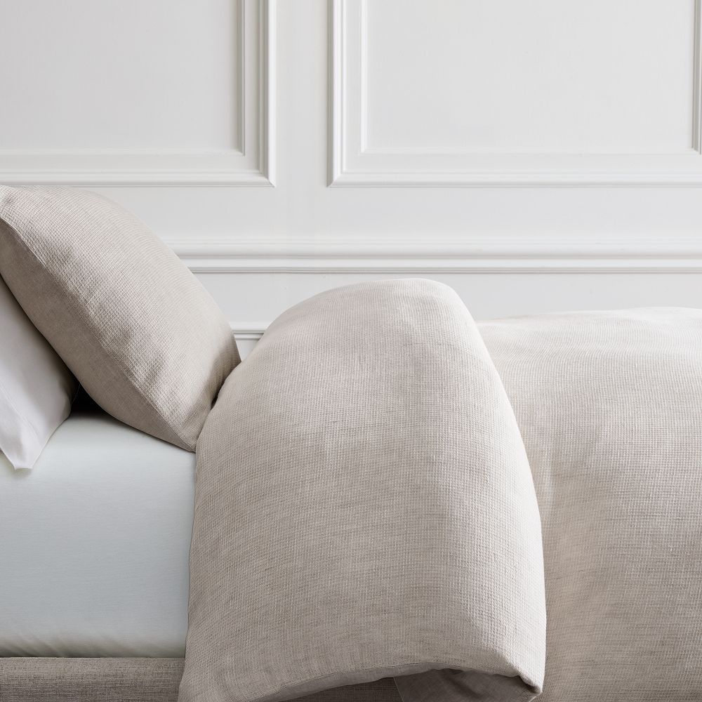 European Flax Linen Mini Waffle Duvet Cover - Natural Flax