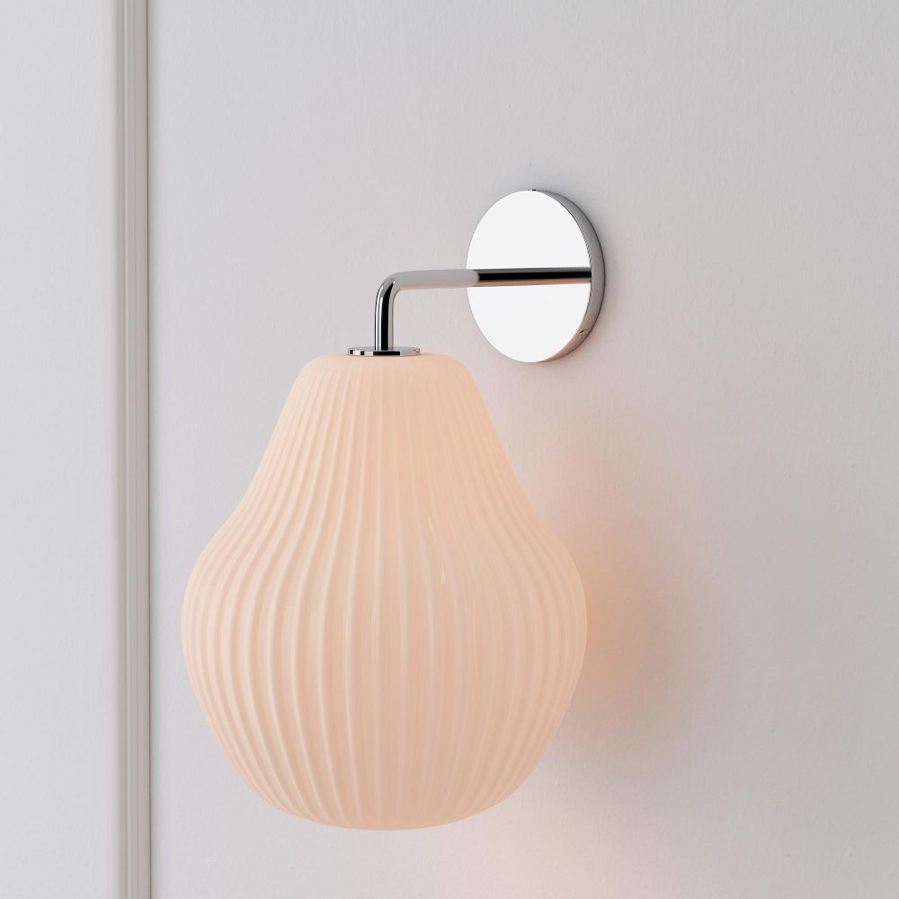 Sculptural Ribbed Sconce - Small Ribbed, Champagne, Chrome, 7.5"