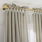 Open Box: European Flax Linen Light Filtering Curtain w/ Tie Top (48"W x 96"L) - Celadon Melange