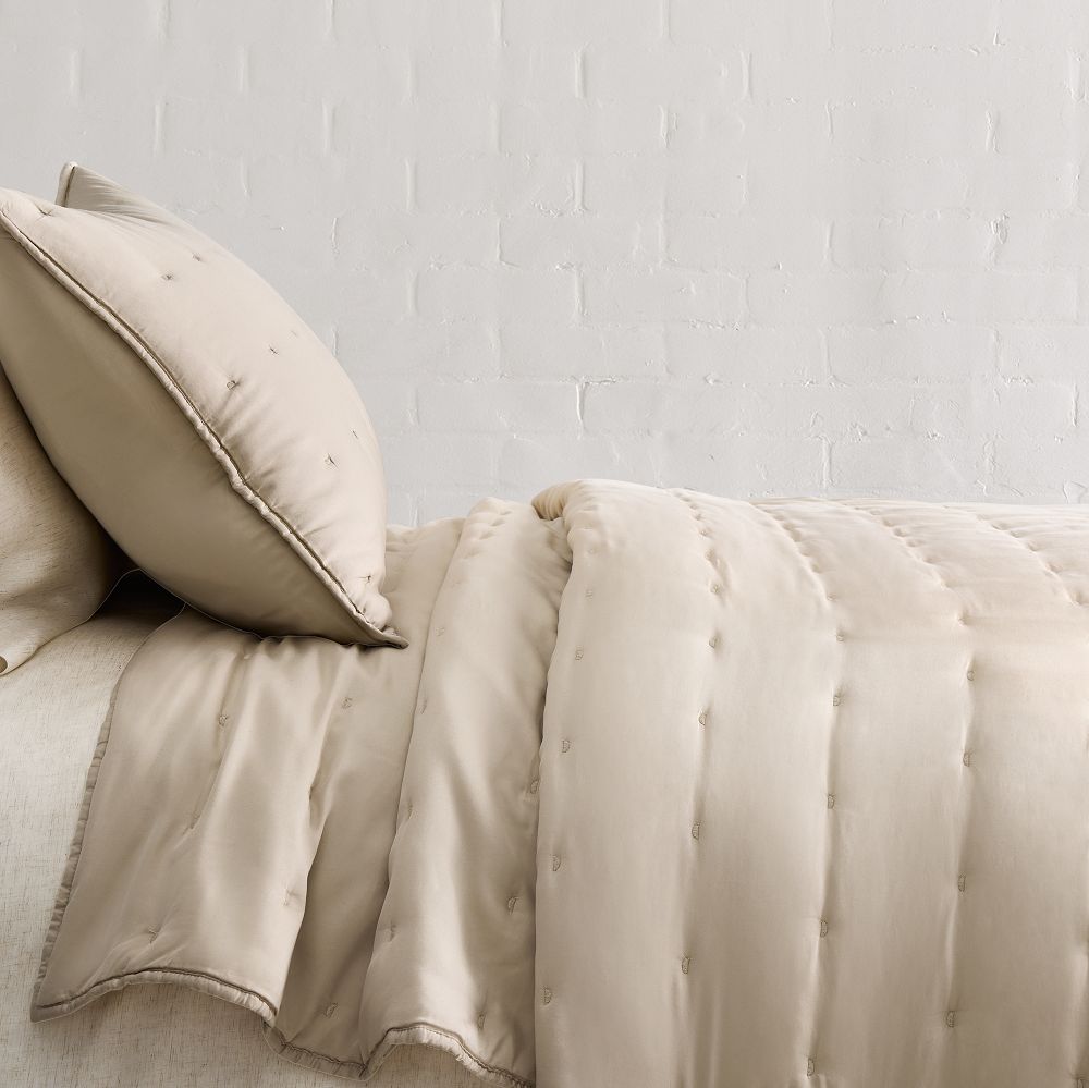 Silky TENCEL™ Crescent Stitch Quilt & Shams - Sand