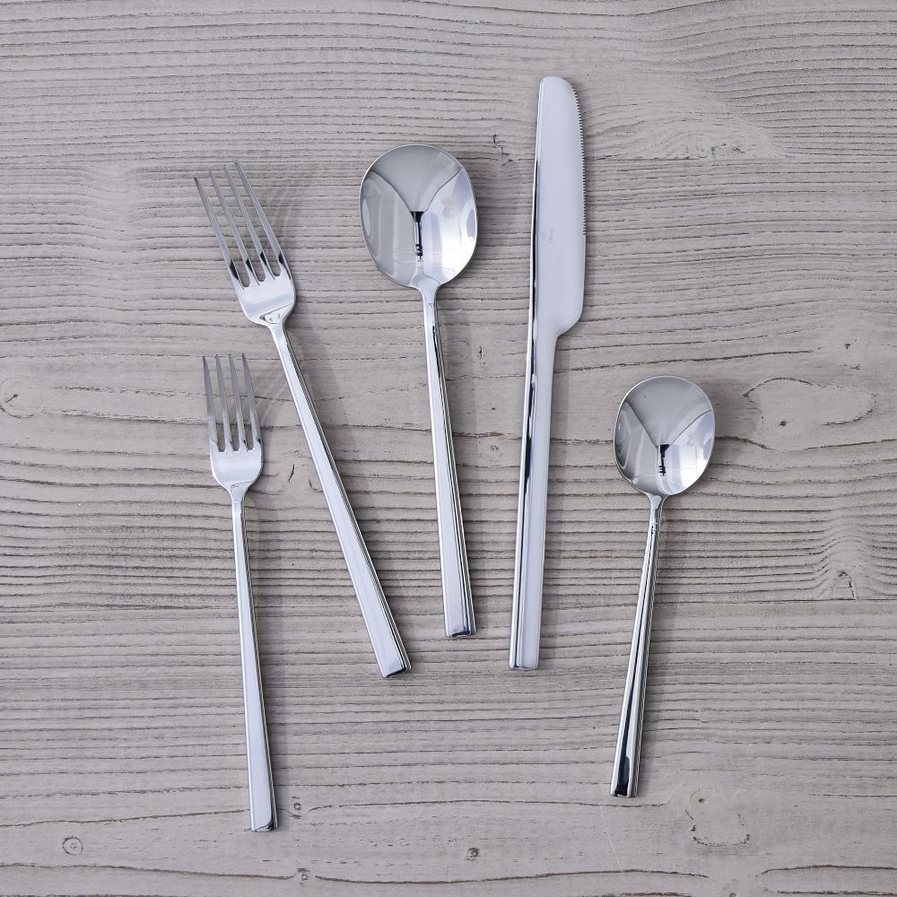 Kanto Stainless Steel Flatware Sets - Black Satin - 20-Piece, Mirror