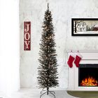 Pre-Lit Faux Black Tinsel Slim Christmas Tree