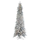 Pre-Lit Faux Narrow Flocked Pencil Pine Tree - 9'