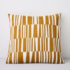 Open Box: Crewel Linear Pillow Cover, Dark Horseradish, 24"x24"