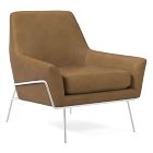 Open Box: Lucas Wire Base Chair, Poly, Ludlow Leather, Sesame, Polished Nickel