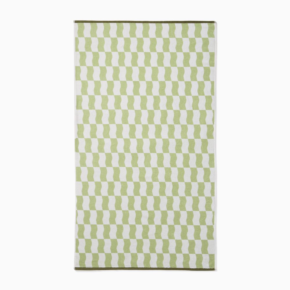Wavy Blocks Beach Towel - 40x70, Sage
