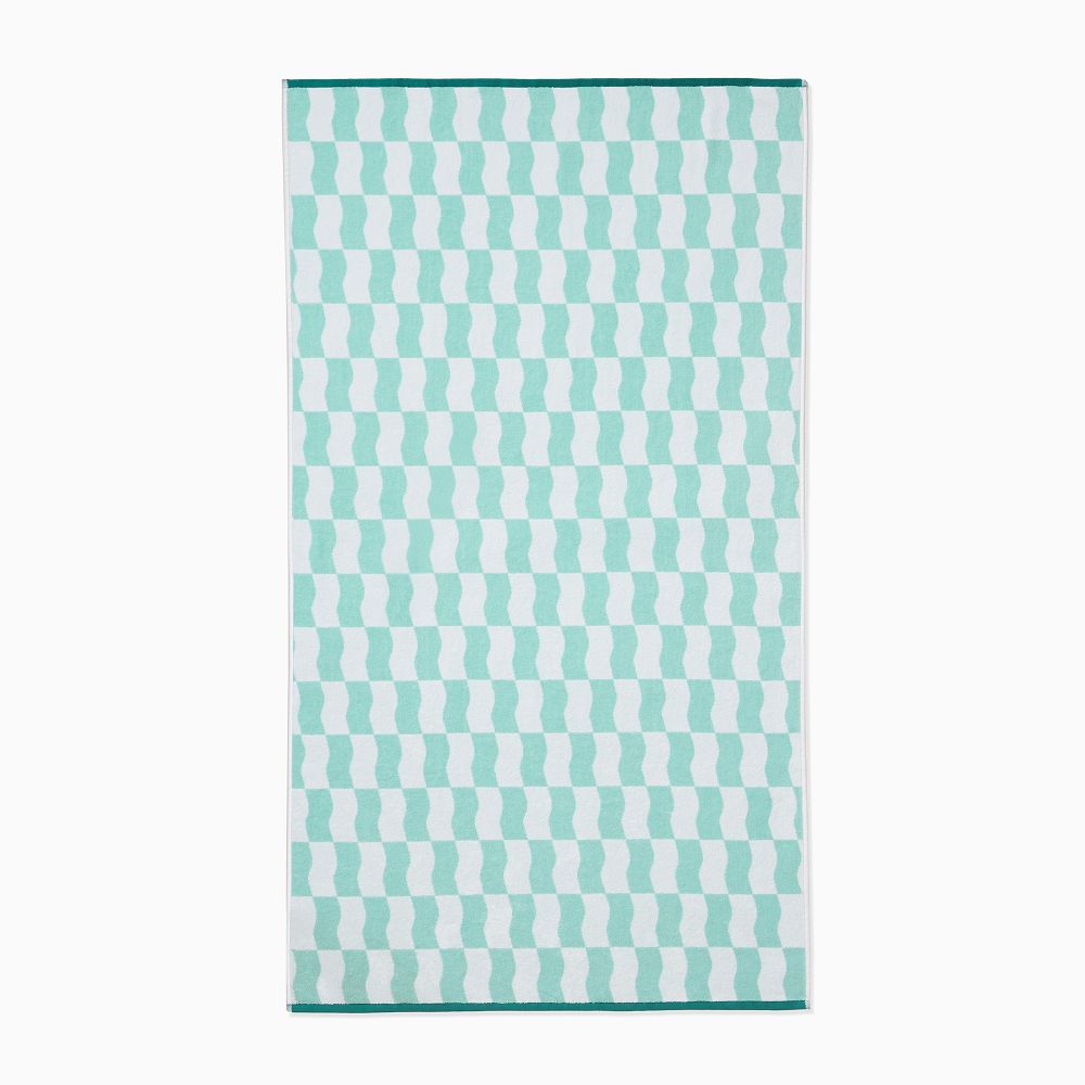 Wavy Blocks Beach Towel - 40x70, Teal