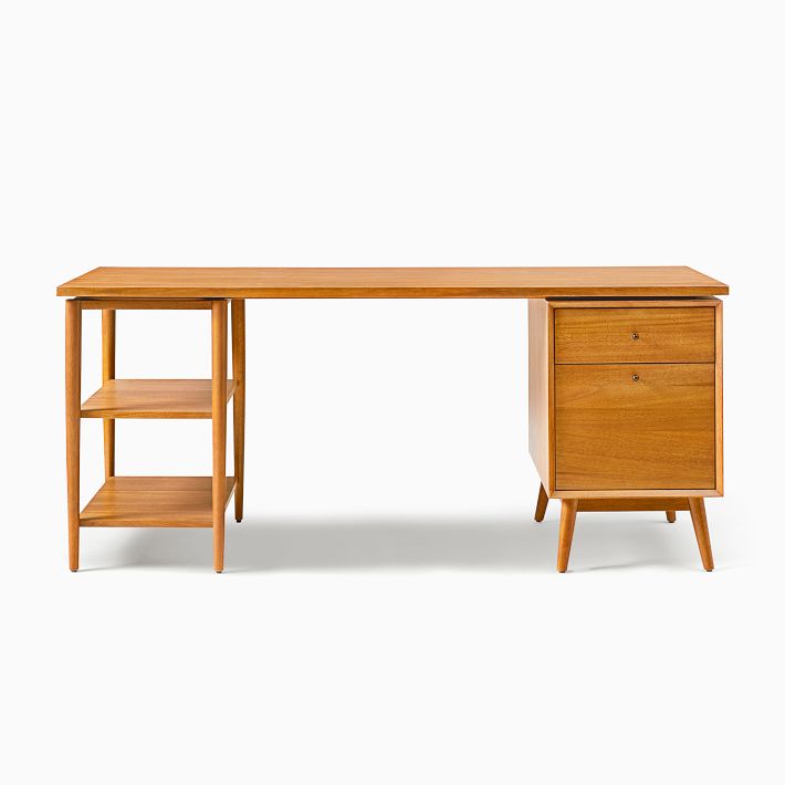 Mid-Century Modular Desk with File Cabinet | West Elm | West Elm