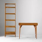 Mid-Century Mini Desk (36") &amp; Narrow Open Bookshelf Set