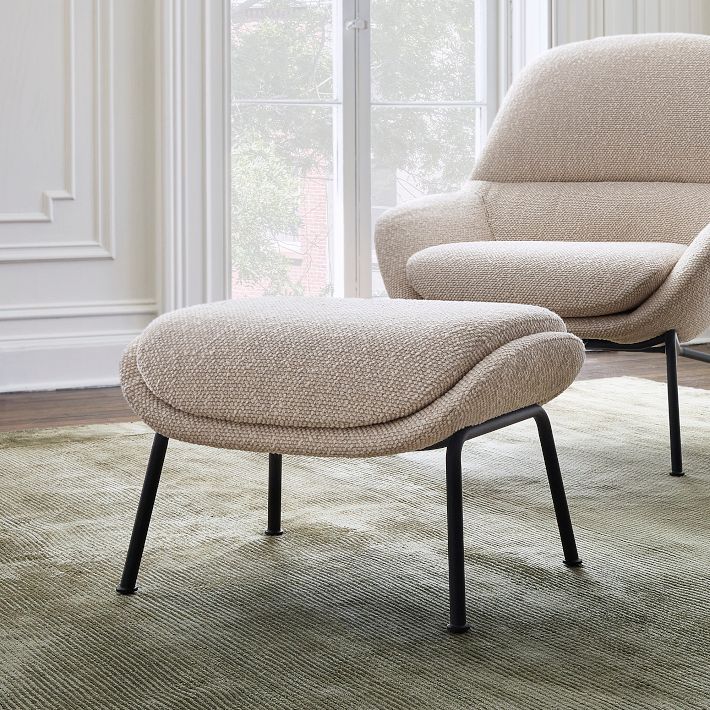 Fillmore Mid-Century Leather Ottoman | West Elm
