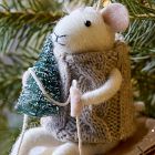 Felt Sledding Mouse Ornament