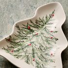 Tannenbaum Holly Stoneware Figural Tree Appetizer Plate Sets