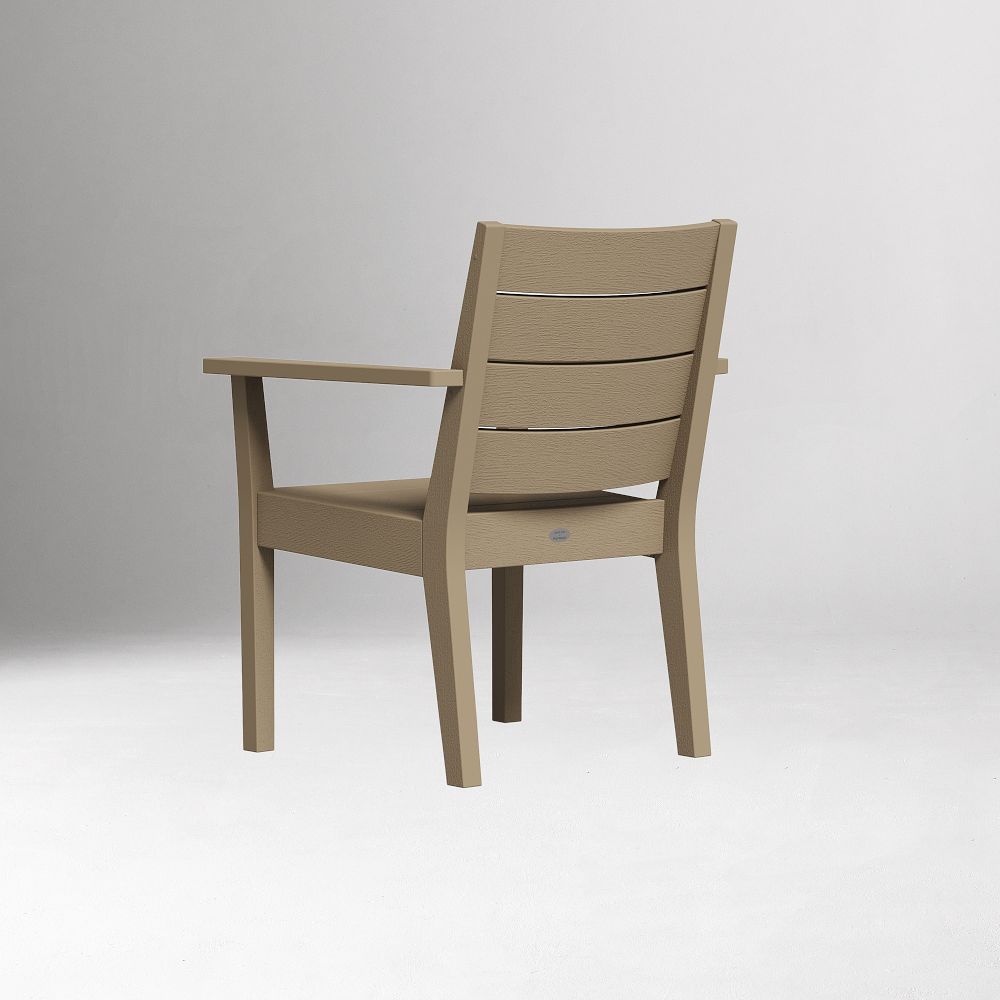 Three-quarter view of Portside dining arm chair