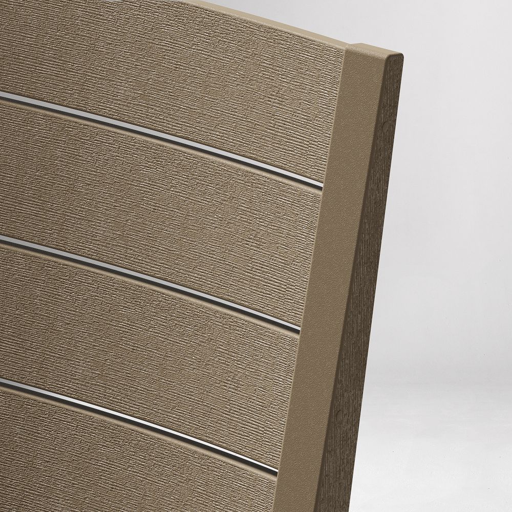 Close-up of slatted back texture on Portside dining side chair
