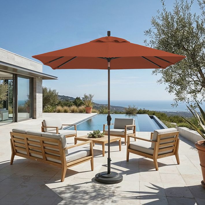 6.5 x 10 rectangular patio umbrella RoyalCraft Ft Aluminum Pole, Outdoor Table Market Umbrella with Crank, 6 Steel Ribs, Polyester Canopy, Light Blue restaurant umbrellas Size:9' Round Grand patio Deluxe Napoli Effortless Crank and Tilt