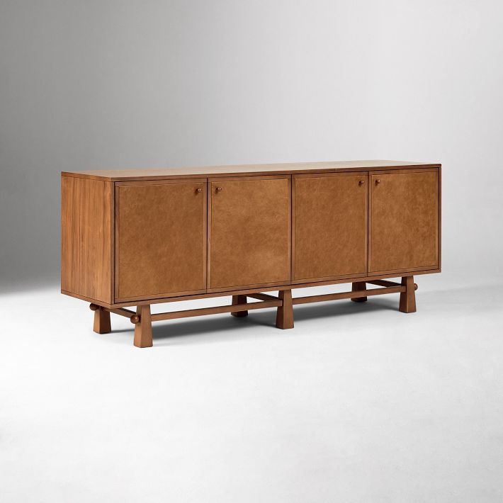 Pierce & Ward Leather Media Console 72