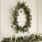 Pre-Lit Faux Pine &amp; Frosted Red Berry Wreath