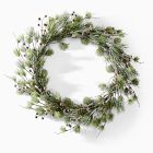 Pre-Lit Faux Pine &amp; Frosted Red Berry Wreath