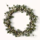 Pre-Lit Faux Pine &amp; Frosted White Berry Wreath