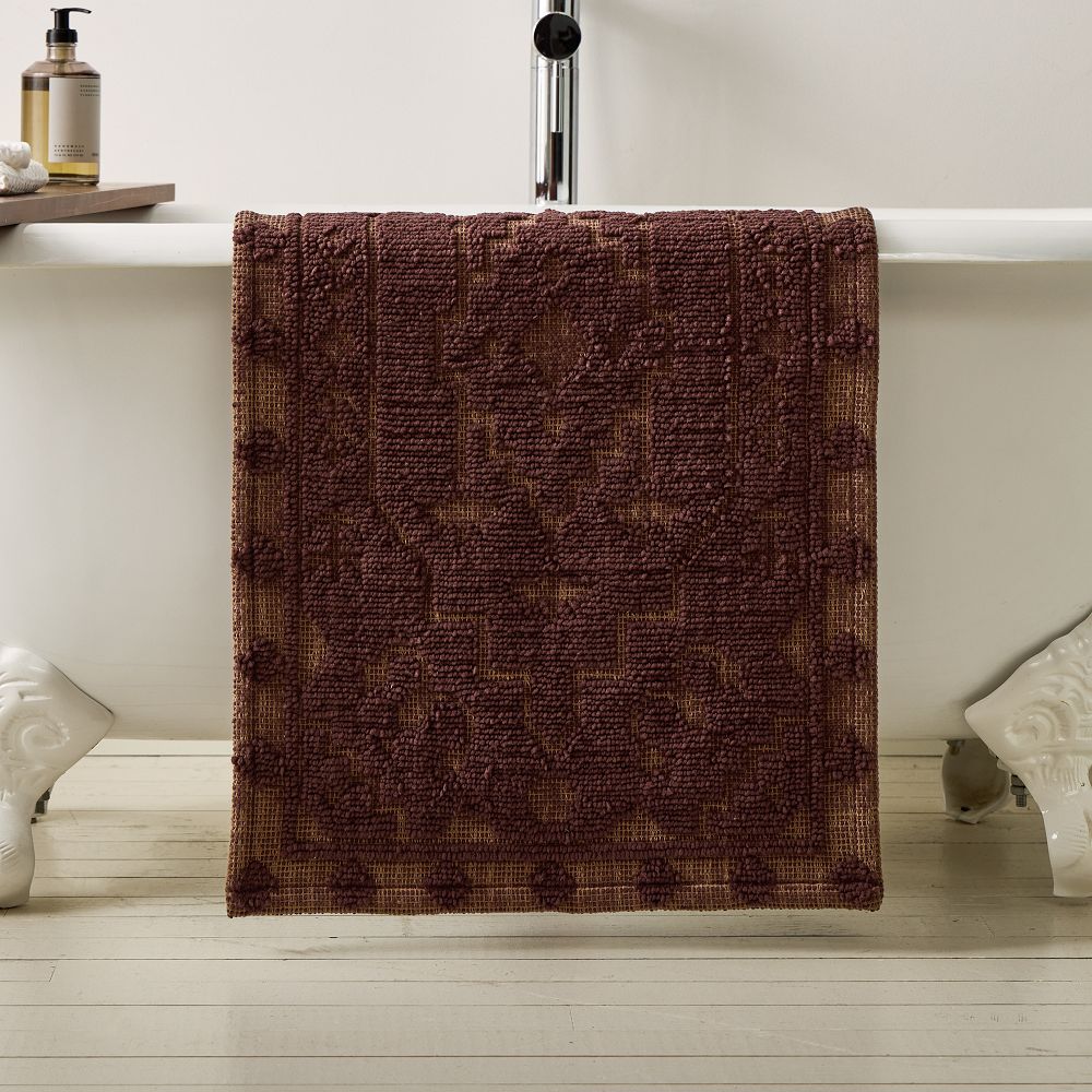 Sahar Bath Mat - 20x34, Bordeaux