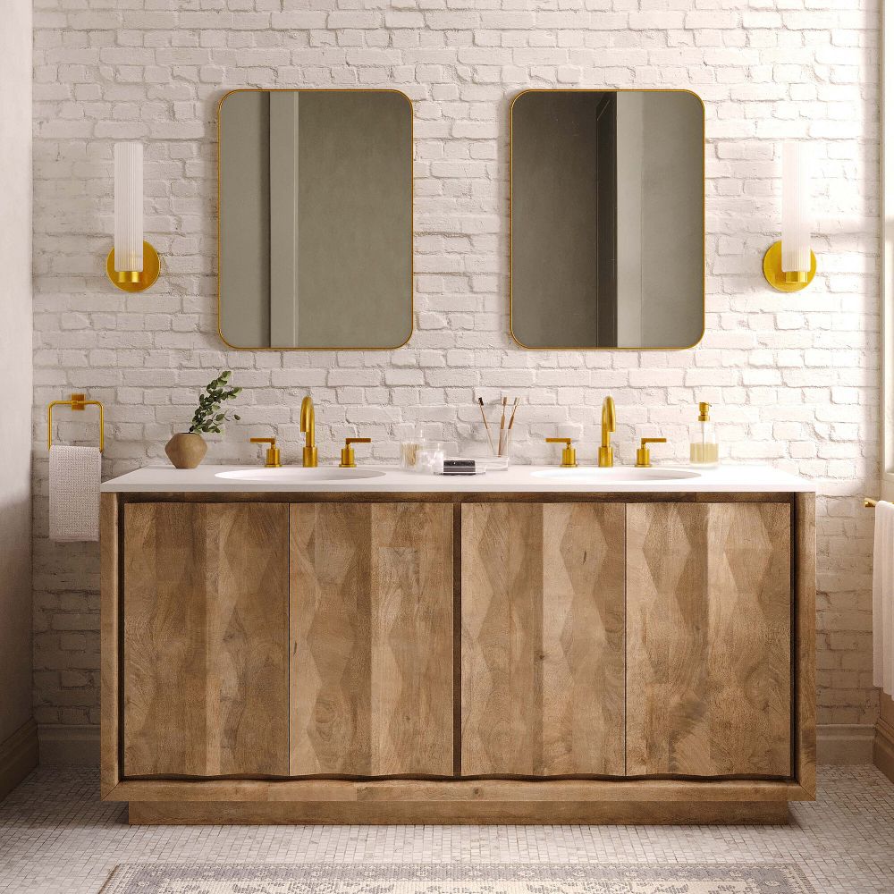 Carved Pattern Double Bathroom Vanity (68