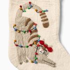 Cat in Lights Felt Stocking