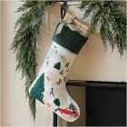 Embroidered Cotton Tree Farm Stocking